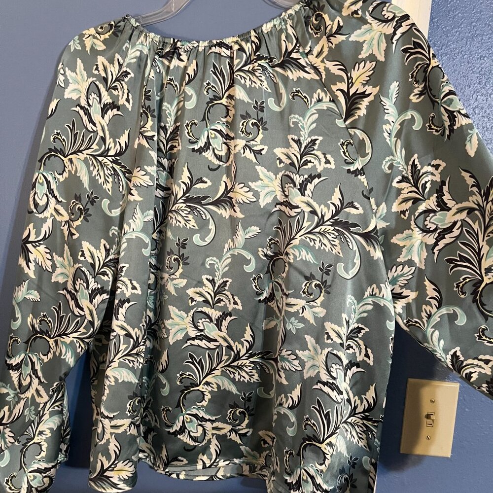 LOFT Elegant Floral Blouse - Mint Green - Picture 5 of 10